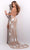Jasz Couture - 7206 Beaded Deep V Neck Sheath Dress With Train Evening Dresses