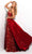 Jasz Couture - 7316 Embellished Halter Neckline With Waist Cape Gown In Red