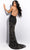 Jasz Couture - 7387 Embellished Sleeveless V-Neck With High Slit Sheath Dress Special Occasion DressJasz Couture - 7387 Embellished Sleeveless V-Neck With High Slit Sheath Dress In Black