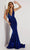 Jasz Couture 7404 - Sequin Plunging V-Neck Evening Dress Special Occasion Dress 000 / Royal
