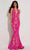 Jasz Couture 7409 - Plunging V-Neck Sleeveless Evening Dress Special Occasion Dress 000 / Fuchsia