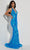 Jasz Couture 7409 - Plunging V-Neck Sleeveless Evening Dress Special Occasion Dress 000 / Sky Blue