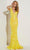 Jasz Couture 7409 - Plunging V-Neck Sleeveless Evening Dress Special Occasion Dress 000 / Yellow