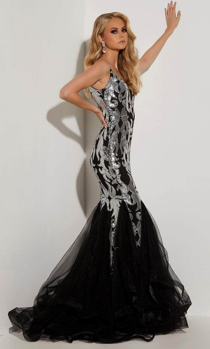 Jasz Couture 7443 - Sleeveless Mermaid Dress Special Occasion Dress 000 / Black/Silver