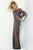 Jasz Couture - Bateau Beaded Long Sheath Dress 6410 - 1 pc Navy In Size 0 Available CCSALE 0 / Navy