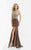 Jasz Couture - Bejeweled Halter Neck Gown 5994 Special Occasion Dress 0 / Mocha