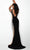 Jasz Couture - Plunging Beaded Jersey Sheath Gown 7078 - 1 pc Black In Size 12 Available CCSALE 12 / Black