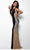 Jasz Couture - Plunging Beaded Jersey Sheath Gown 7078 - 1 pc Black In Size 12 Available CCSALE 12 / Black