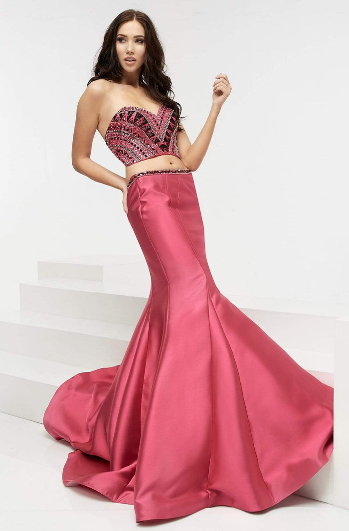 Jasz Couture - Two-Piece Strapless Mermaid Gown 6082 Special Occasion Dress 0 / Fuchsia