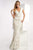 Jasz Couture - V-Neck Floral Lace Evening Gown 6025 Special Occasion Dress 0 / Ivory