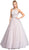 Jeweled Lace Halter Prom Ballgown Dress XXS / Mauve