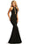 Johnathan Kayne - 2037 Jewel-Studded Illusion Plunge Halter Gown Evening Dresses 00 / Black