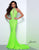 Johnathan Kayne - 2037 Jewel-Studded Illusion Plunge Halter Gown Evening Dresses 00 / Lime