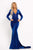 Johnathan Kayne - 2045 Embellished Long Sleeve V-neck Trumpet Dress Special Occasion Dress 00 / Royal