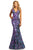 Johnathan Kayne - 2106 Sleeveless V Neck Sequin Velvet Mermaid Gown Evening Dresses 00 / Lilac/Multi