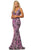 Johnathan Kayne - 2106 Sleeveless V Neck Sequin Velvet Mermaid Gown Evening Dresses 00 / Pink/Multi