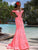 Johnathan Kayne - 2176 Crystal Embellished Off Shoulder Long Dress Evening Dresses 00 / Flamingo
