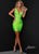Johnathan Kayne - 2183 Short Crystal Strewn Plunging Sheath Dress Party Dresses 00 / Lime