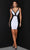 Johnathan Kayne 2408S - V-Neck Heat Stone Embellished Cocktail Dress Cocktail Dresses 00 / Black-White