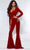 Johnathan Kayne - 2419 Long sleeve Velvet Sweetheart Jumpsuit Evening Dresses 00 / Red