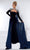 Johnathan Kayne - 2453 Straight Across Mermaid Long sleeve Gown Prom Dresses 00 / Navy