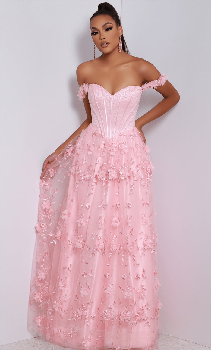 Johnathan Kayne 2645 - Beaded Sweetheart Floral Evening Gown Evening Dresses 00 / Blush