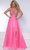 Johnathan Kayne 2676 - Plunging Halter Evening Gown Prom Dresses 00 / Neon Pink