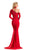 Johnathan Kayne - Fitted Embellished Asymmetric Trumpet Dress 7215 in Red