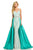 Johnathan Kayne - 7242 Embellished V-neck Sheath Dress Special Occasion Dress 0 / White/Aqua
