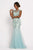 Johnathan Kayne - 9039 Jeweled Cap Sleeve Illusion Gown Special Occasion Dress 00 / Ice Blue