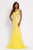 Johnathan Kayne - 9039 Jeweled Cap Sleeve Illusion Gown Special Occasion Dress 00 / Lemon