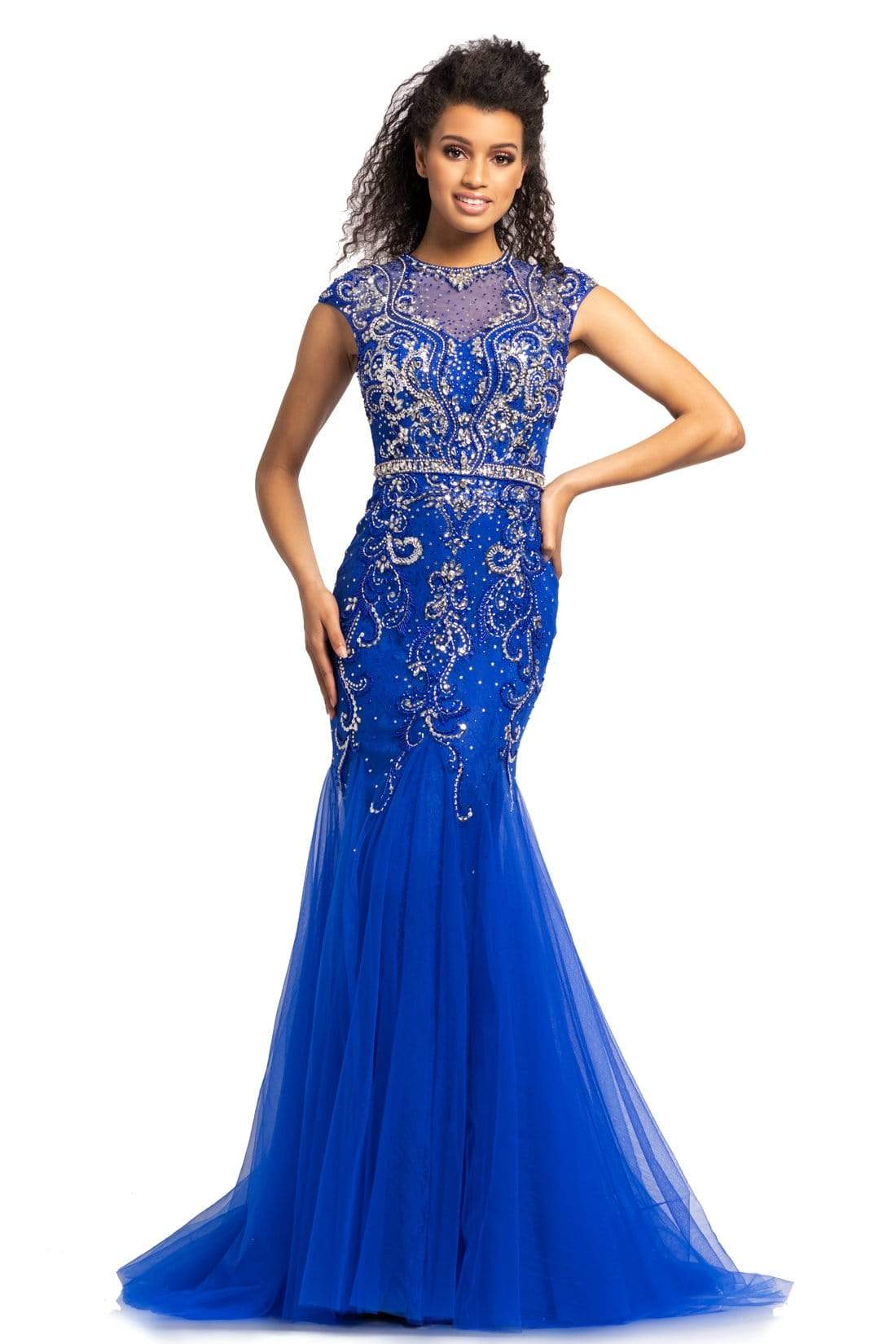 Johnathan Kayne - 9039 Jeweled Cap Sleeve Illusion Gown – Couture Candy
