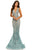 Johnathan Kayne Deep V-Neck Ornate Lace Mermaid Gown 8031 CCSALE 6 / Teal