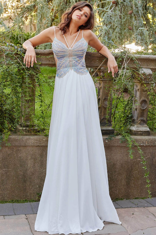 Jovani 000297 - Butterfly Motif Chiffon Prom Dress