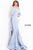 Jovani - 00446SC Off Shoulder Drape Mermaid Dress - 1 pc Light-Blue In Size 10 and 1 pc Navy in size 24 Available CCSALE