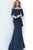 Jovani - 00446SC Off Shoulder Drape Mermaid Dress - 1 pc Light-Blue In Size 10 and 1 pc Navy in size 24 Available CCSALE 24 / Navy