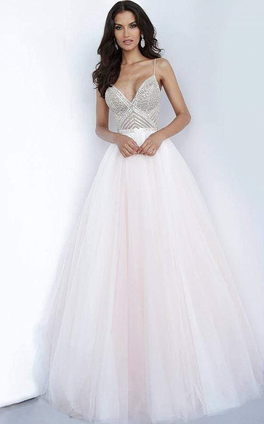 Jovani - 00580 Beaded Deep V-neck Ballgown