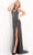 Jovani - 00694 Plunging Neck High Slit Fully Beaded Evening Gown Prom Dresses