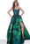 Jovani - 02038 Strapless Scoop Neck Floral Embroidered Gown Prom Dresses 00 / Green