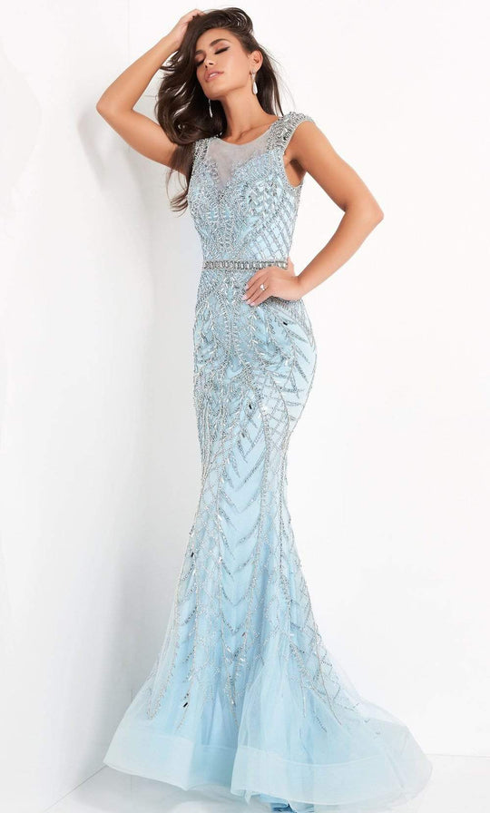 Jovani - 02336 Embellished Scoop Neck Trumpet Dress