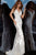 Jovani - 02444 Floral Embroidered Lace Deep V-neck Trumpet Dress Evening Dresses