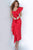 Jovani - 02616 Draped Ruffle Accented Sheath Dress Cocktail Dresses 00 / Red