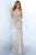 Jovani - 02798 V-Neck Bejewel Feather Sheath Silhouette Evening Dresses