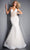 Jovani - 02841 Floral Appliques Corset Bodice Tulle Trumpet Gown Prom Dresses 00 / Ivory