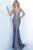 Jovani - 02906 Backless Metallic Lace Mermaid Gown Prom Dresses 00 / Navy/Silver