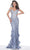 Jovani - 03191 Floral Appliques Off Shoulder Fitted Evening Dress Evening Dresses 00 / Violet