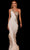 Jovani - 03389 Asymmetric Beaded Sheer Trumpet Gown Prom Dresses 00 / Off-White/Nude