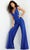 Jovani 03393 - Beaded V-Neck Prom Jumpsuit Evening Dresses 00 / Royal
