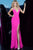 Jovani - 03394 Deep V-neck Trumpet Dress With Train Evening Dresses 00 / Fuchsia