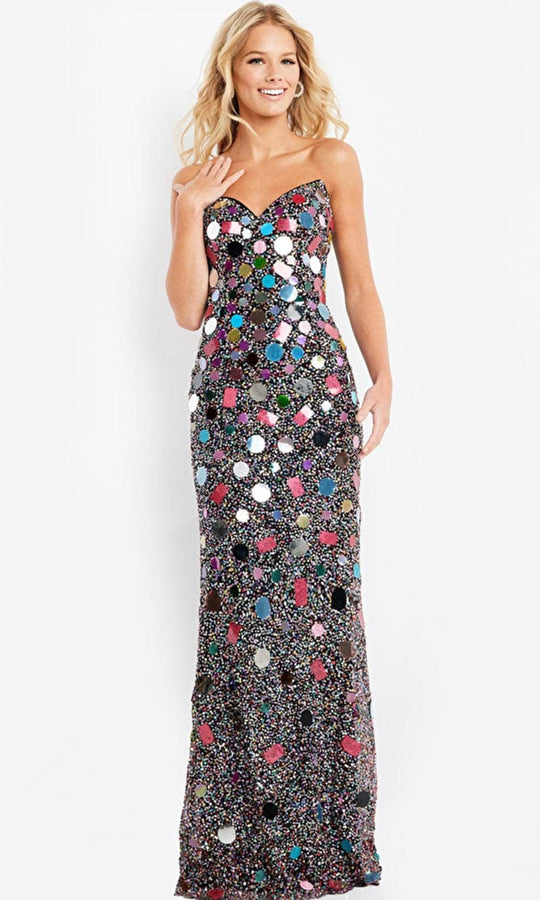 Jovani 03404 - Reflective Embellished Strapless Gown
